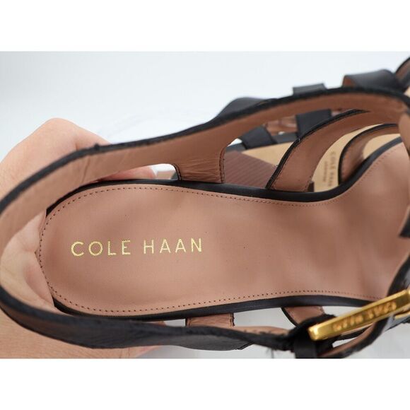 Cole Haan Womens Josie Fisherman Sandals Black Leather Caged Block Heel 11B - Picture 9 of 11